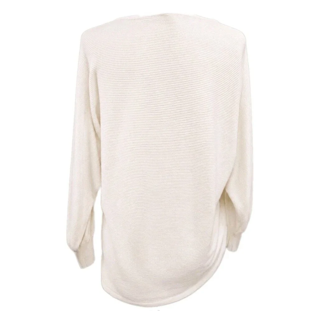 Minimalist Cream Ribbed Dolman V-Neck Sweater Vila Milano Women’s M/L